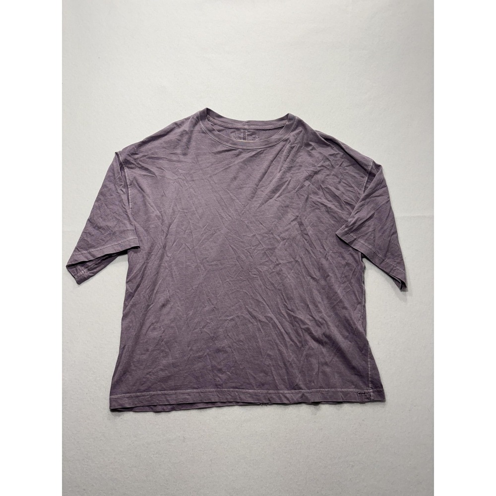 We The Free Shirt Womens Medium Purple Crew Neck Relaxed Fit Short Sleeve Cotton